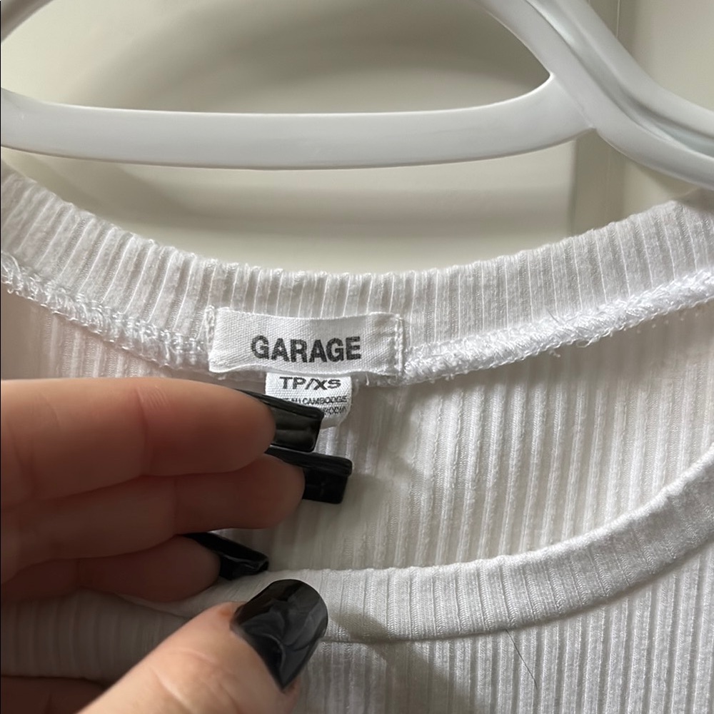White Ribbed Crop Top - Picture 2 of 4